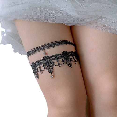 LW50 Bridal Lace Garter Rhinestone Pendant European and American Western Style Wedding Sexy Thigh Ring Cross-border