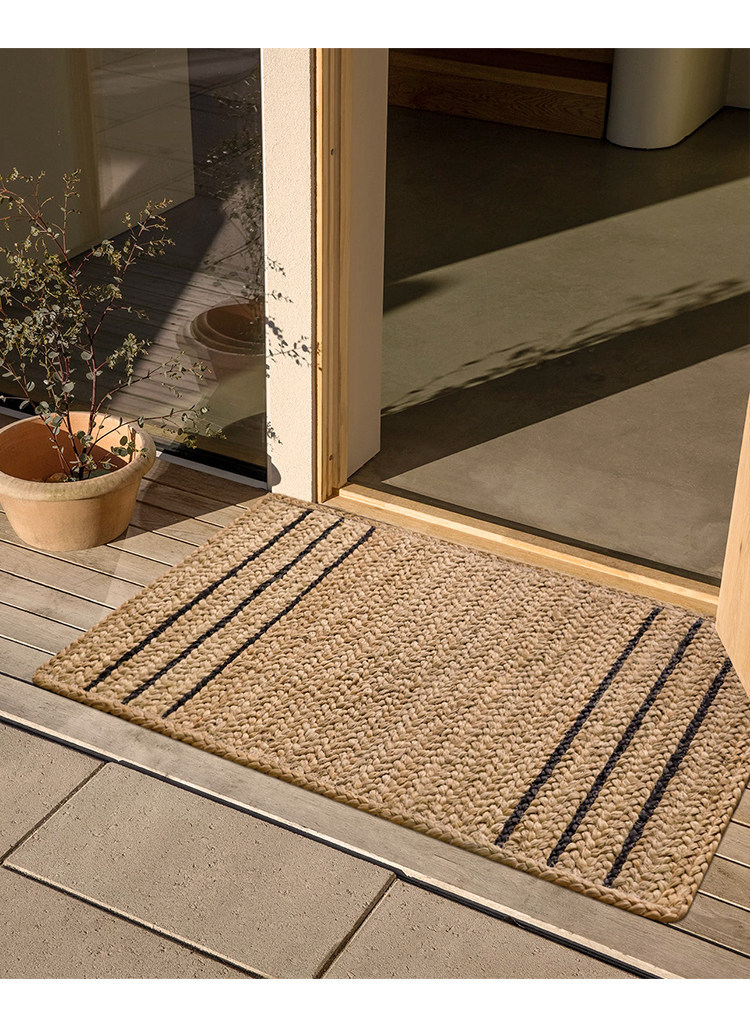 Natural Jute Hand-Woven Floor Mat for Entryway, Living Room, Bedroom, Bedside, Non-Slip, Glue-Free, Simple Carpet
