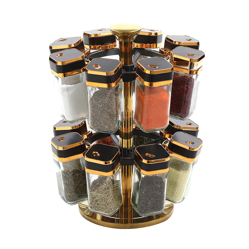 Rack de condimento giratorio de acero inoxidable multicapa mesa de almacenamiento de condimento de cocina multifuncional rack de esquina de condimento mesa giratoria