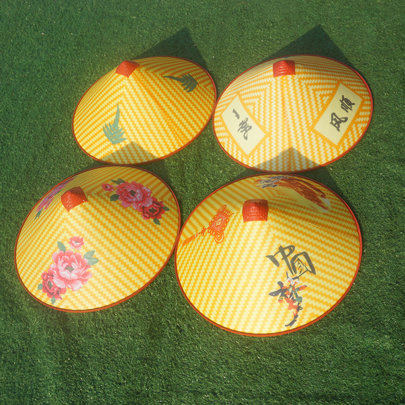 Wholesale hat hat rainproof sunscreen plastic hat hat summer outdoor Farmer Labor dance hat printable logo