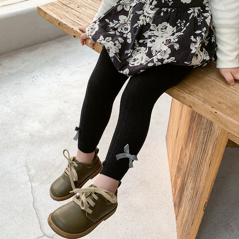 Leggings girl's, thin trousers, children's tights with bow