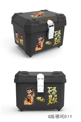 Vehicle Tail Box, Large Capacity – Motorcycle trunk - 45l-classic-blacksticker-q-version-nezha-alloy-lock