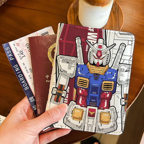 High Quality Gundam Boy Cartoon Passport Holder, Identity Card Case, Multi-functional Card Holder, Travel Abroad Portable Storage