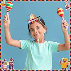 Straw Mexican Hat Dog Costume Accessories Carnival Party Supplies for Kids Pets and Doll Decoration