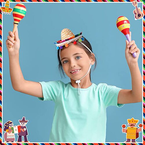 Straw Mexican Hat Dog Costume Accessories Carnival Party Supplies for Kids Pets and Doll Decoration