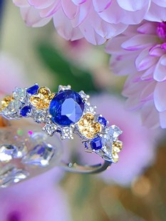 18K Gold Natural High-Quality Fine Jewelry 88 Points Sapphire Ring Jewelry Jewelry Tiktok Wholesale Generation Head