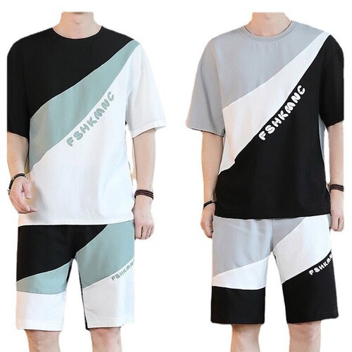 Summer suit short-sleeved t-shirt for men, a set with handsome fashion brand shorts for couples, teenagers, half-sleeved shirt for foreign trade