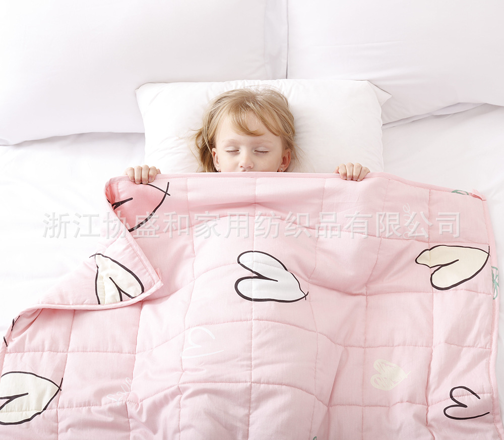 Suministro directo de fábrica edredón de gravedad impresión de algodón manta de gravedad cuentas de vidrio suave para niños weighted blanket