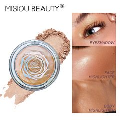 跨境玫瑰鑽石高光粉腮紅修容盤臉部提亮修飾輪廓珠光立體眼影高光