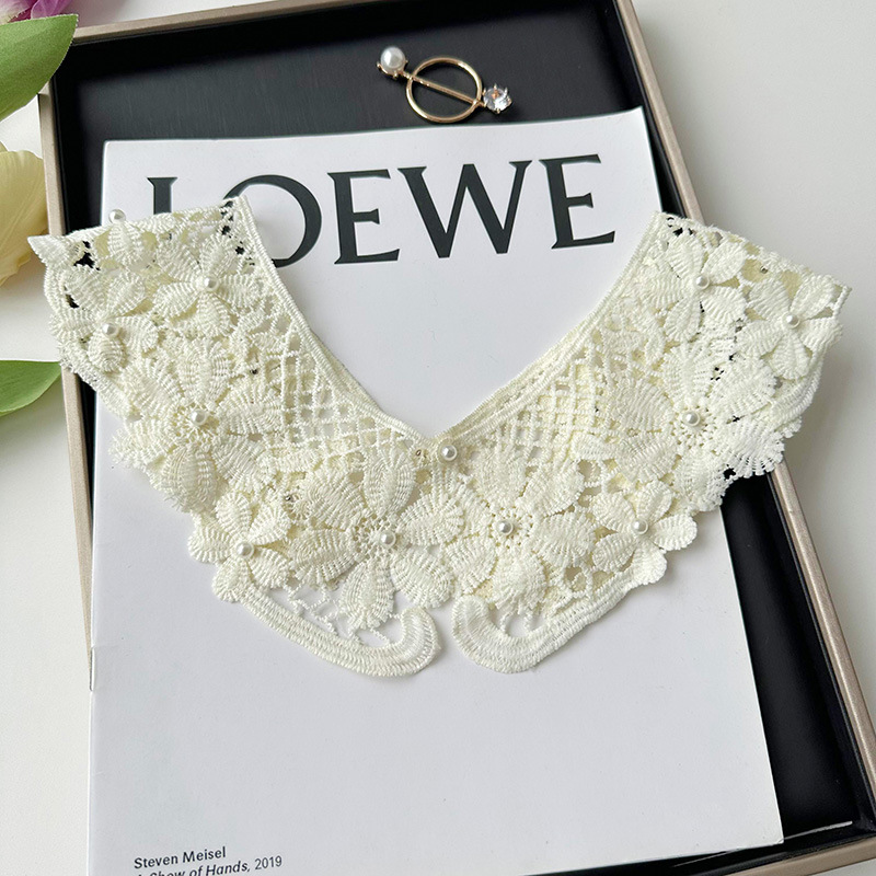 Chal de encaje perla falda de camisa de estilo coreano para mujer collar falso decorativo collar de muñeca reductor de edad