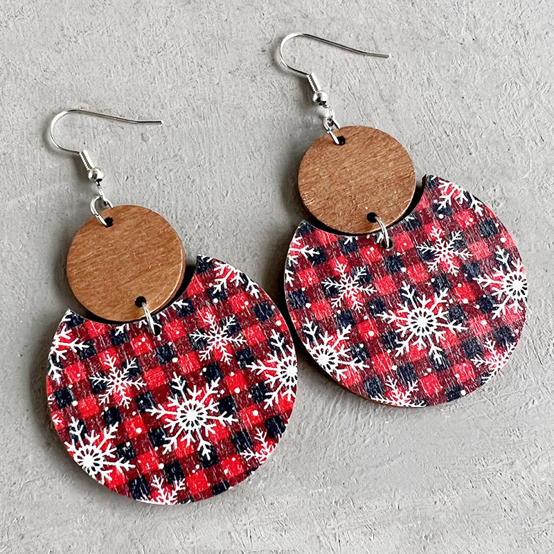 Fashion Snowflake Wood Handmade Christmas Women's Earrings 1 Pair display picture 9