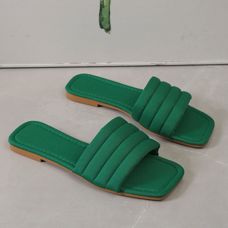 Women's Ladies Slides Indoor Leather Fabric Waterproof Non-Slip Flip Flops_voghion.com