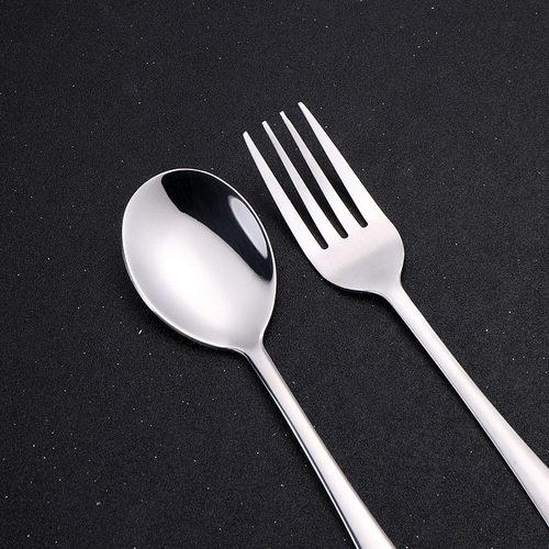 Wholesale light handle fork spoon 1010 round spoon laser logo canteen tableware household spoon stainless steel spoon