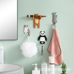 卡通動物掛鈎 創意免打孔彎曲粘鈎PVC門後掛物貼浴室沐浴球毛巾掛