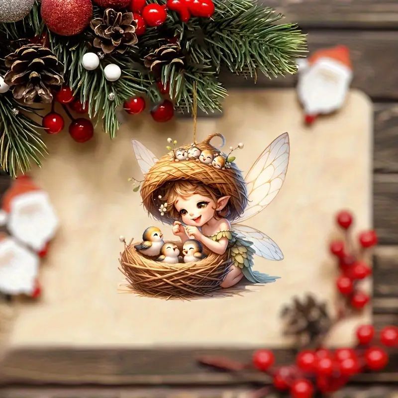 Nuevos adornos de Navidad pequeños ángeles navideños colgantes acrílicos planos transfronterizos colgantes para automóviles colgantes para el hogar image 1