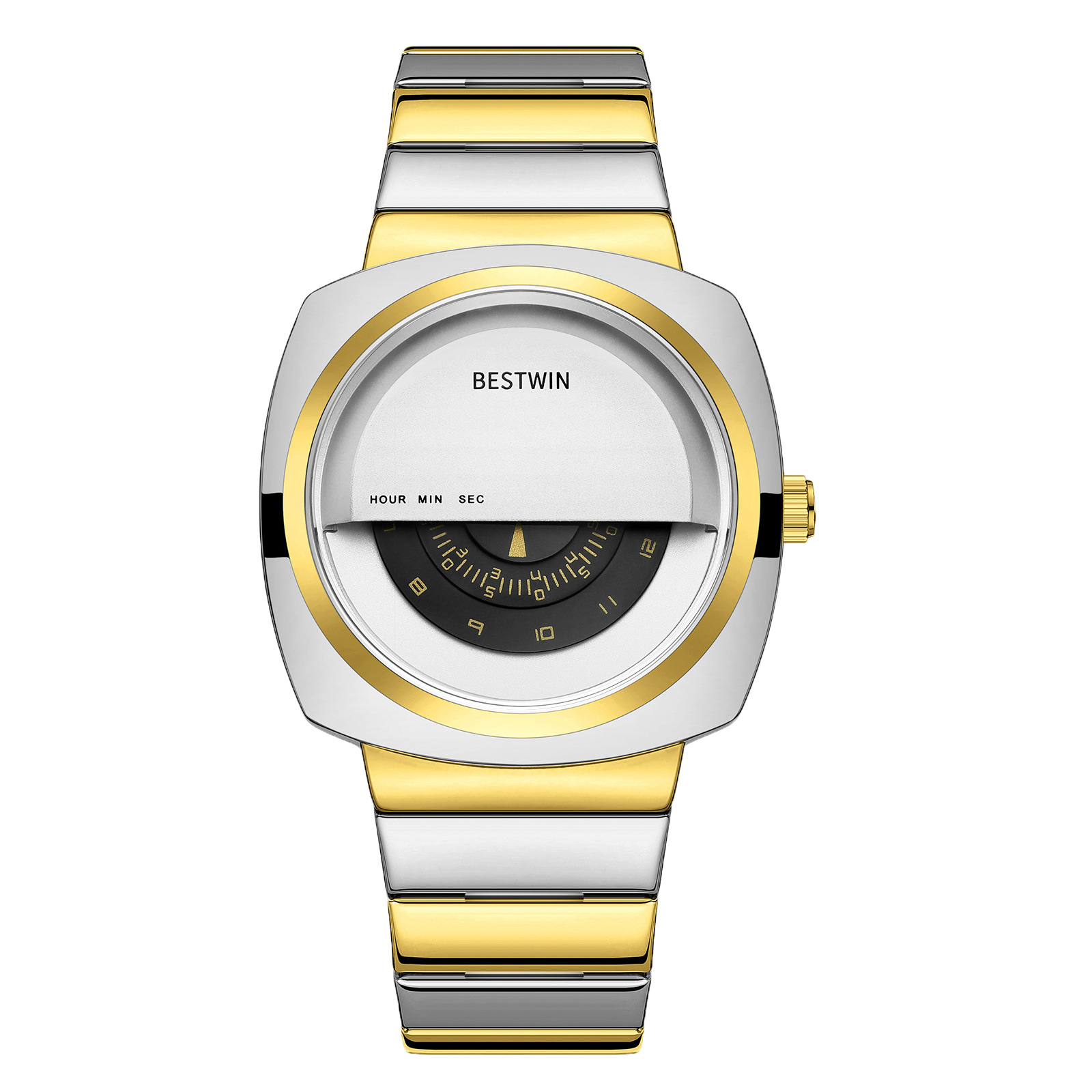 BESTWIN 남성 패션 손목시계 42mm 스테인리스 밴드 30M 방수 쿼츠시계 219-1