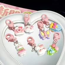 可爱粉白小兔爱心钥匙扣包包挂件网红爆款钥匙链礼品学生情侣挂饰