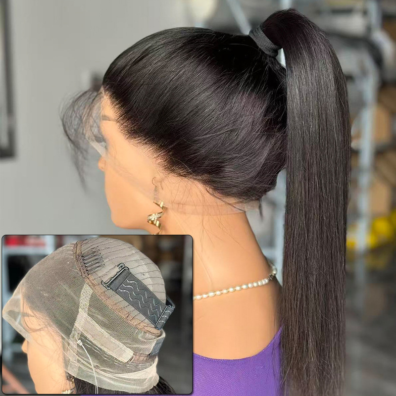 200% 360 Frontal Human Hair Wig Xuchang Export Wig Fish Line Drawstring Glue-Free Headgear