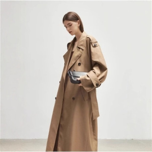 Zhou Miao Paris Old Dream Windbreaker Women's Mid-Length Spring and Autumn British Style Classic Temperament Silhouette Long Coat Jacket