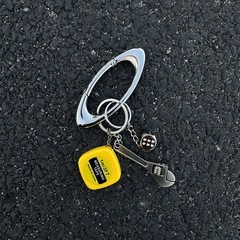 IRONWORKSオリジナルデザインCleanfitキーホルダーミニ巻尺黒8ダイスストラップ腰掛けファッション