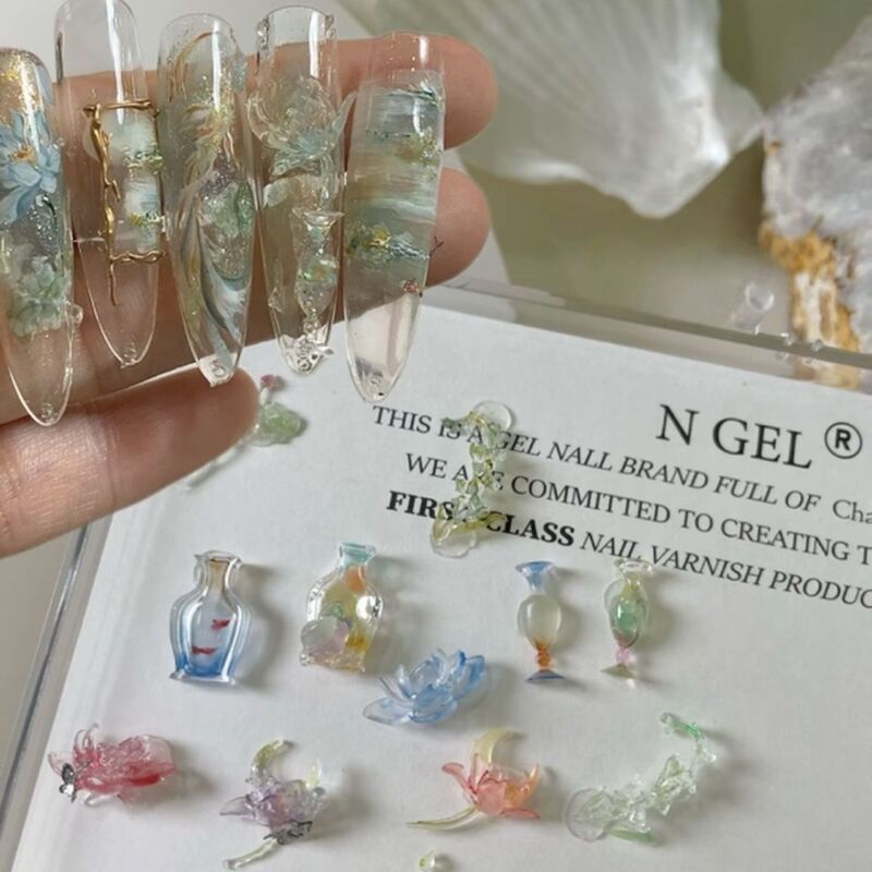 美甲模具春夏模具荷间集新中式荷花瓶子美甲硅胶模具|undefined