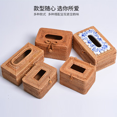 Vietnamese rattan woven multi-functional tissue box, tissue box, creative solid wood with lid tissue box, storage box