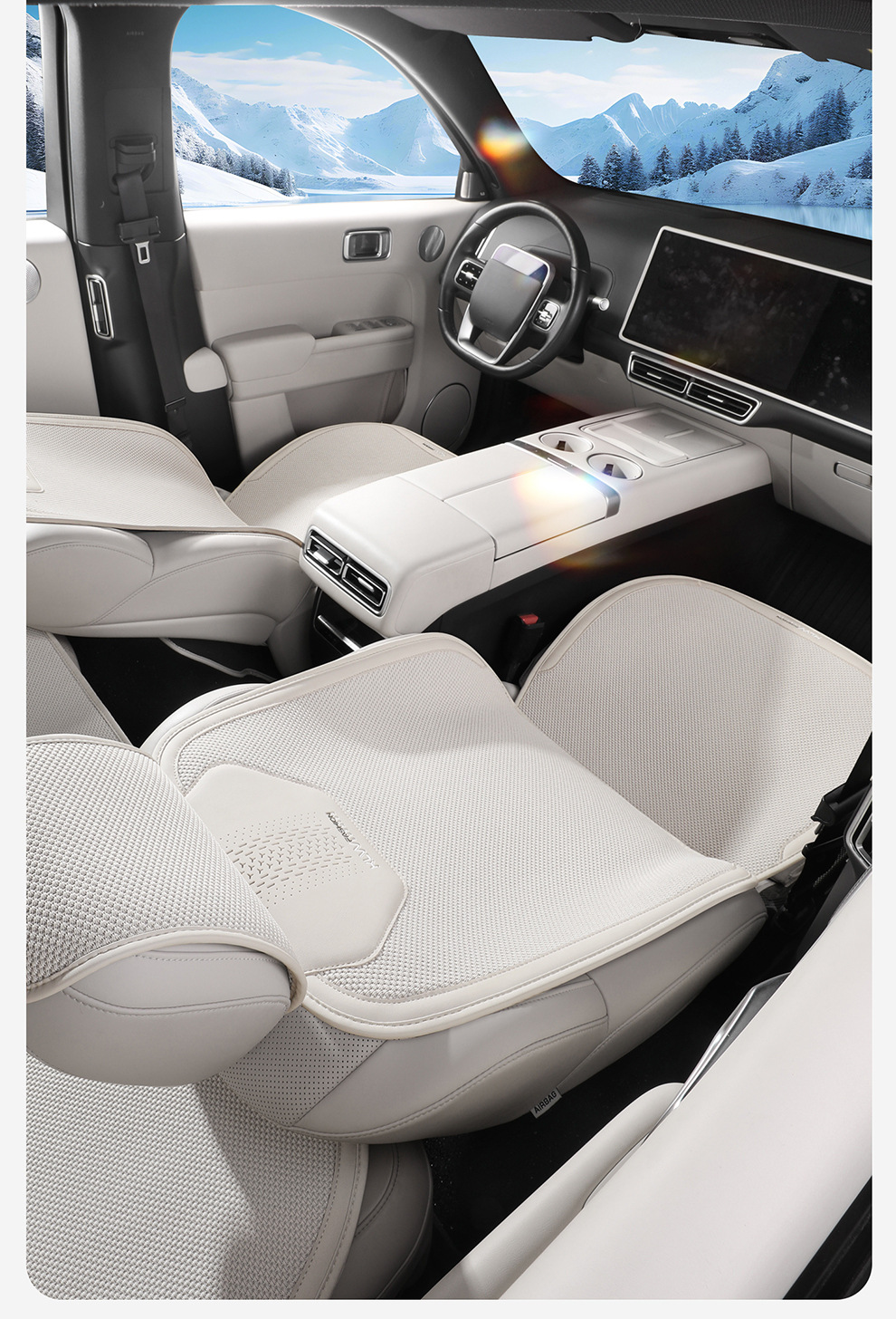 2026 Ice Linen Breathable Four-Season Universal Car Seat Cushion Small Three-Piece Set Seat Cushion Square Cushion Butt Cushion