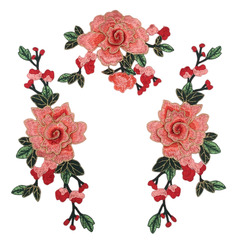 新款立體對花刺繡舞蹈服貼花 3件套服飾繡花輔料 彩色水溶刺繡補