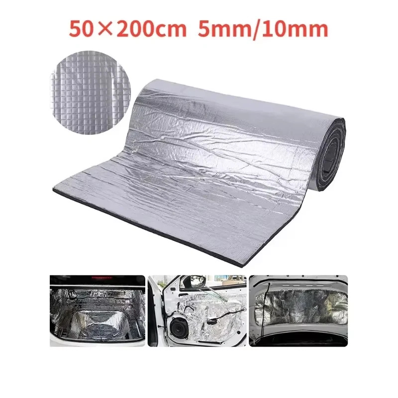 200*50 Car Soundproofing Insulation Mat 5-10mm Aluminum Foil Cotton Car Door Soundproofing and Heat Insulation Cotton with Adhesive Backing for Cross-Border Export