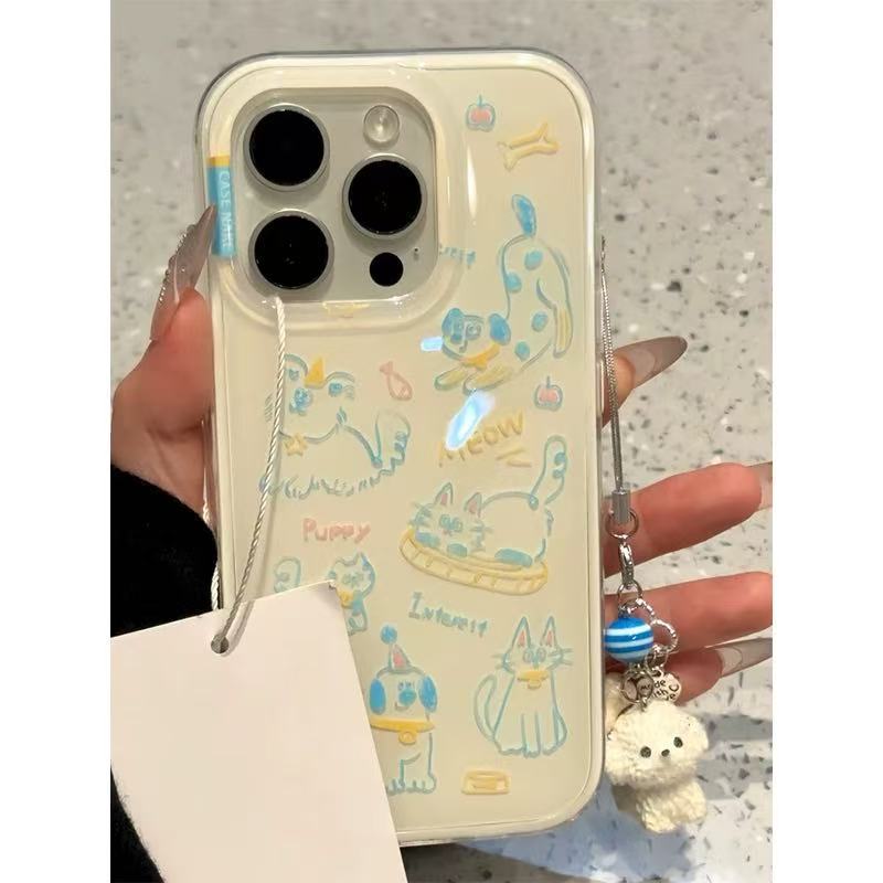 Colgante de arroz y línea blanca ilustración de gato nk