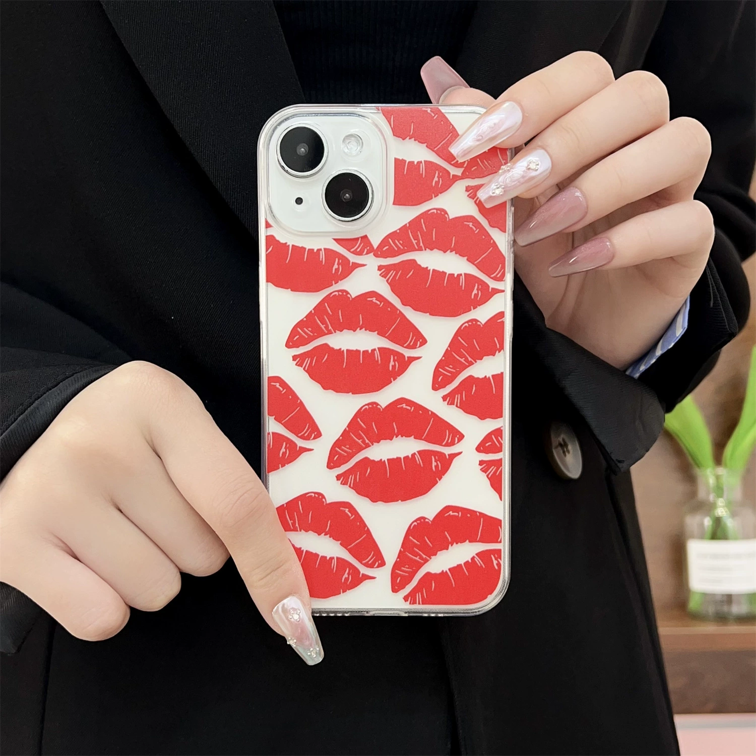 Apple, совместимый с iPhone 15, чехол для телефона, прозрачный красный защитный чехол, 15promax, iphone