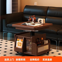 リフティングコーヒーテーブル折りたたみモバイルカート無垢材ティーテーブルティーテーブル小さなアパートのリビングルーム多機能ソファダイニングテーブル兼用