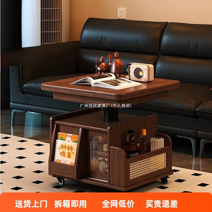 Lift Coffee Table Folding Mobile Cart Solid Wood Tea Table Tea Table Small Apartment Living Room Multi-Functional Sofa Dining Table Dual-Use