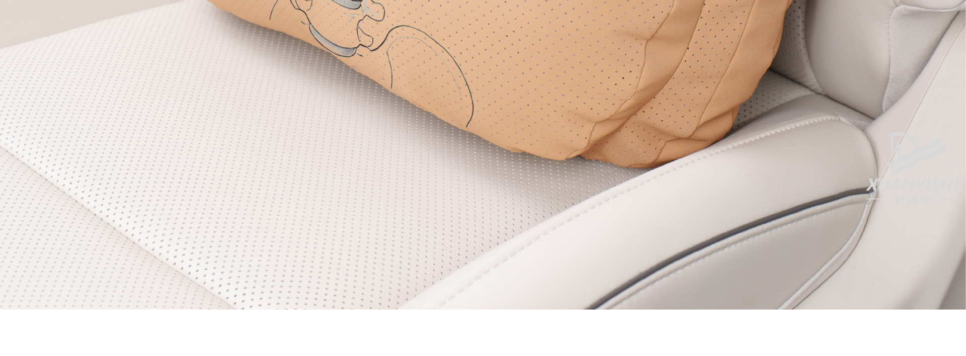 Cross-border best-selling car headrest, breathable suede neck pillow, car lumbar support, comfortable cushion