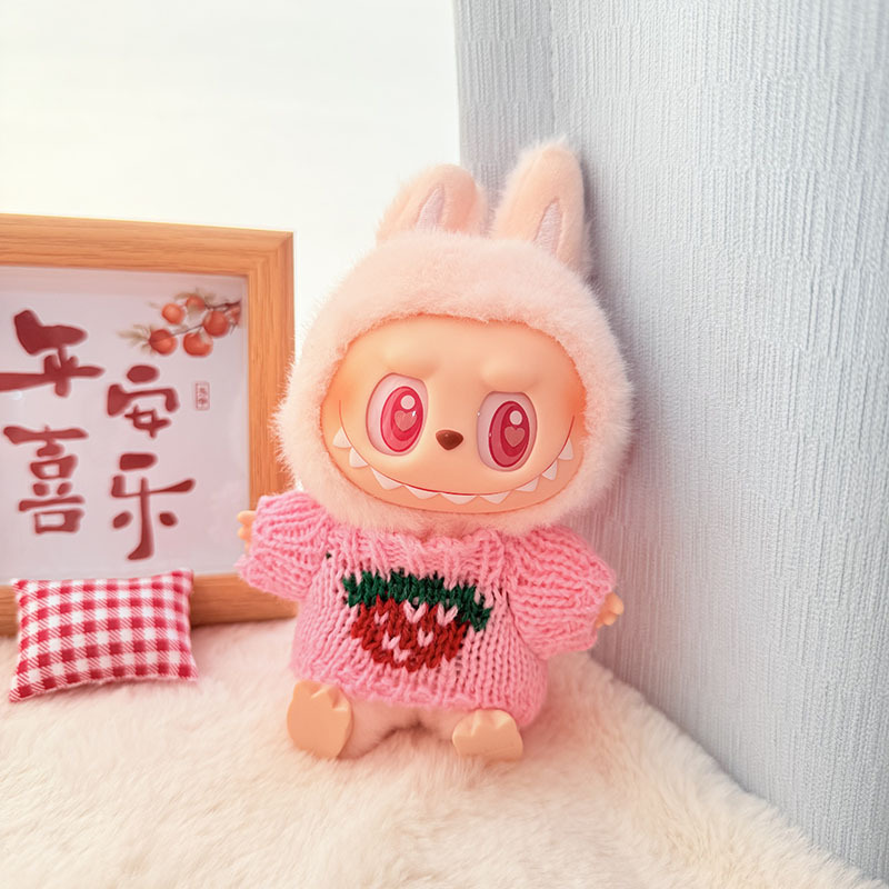 Solo ropa] Llavero de primera y segunda generación Labubu colgante de ropa Rabubu ropa de bebé suéter de punto traje de sombrero