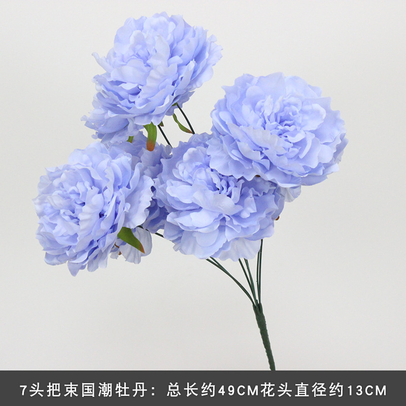 10本の青い色のシミュレーションの花の室内の絹の花の結婚祝いの装飾の花の生け花は造花の天井の花の路の花を並べます。|undefined