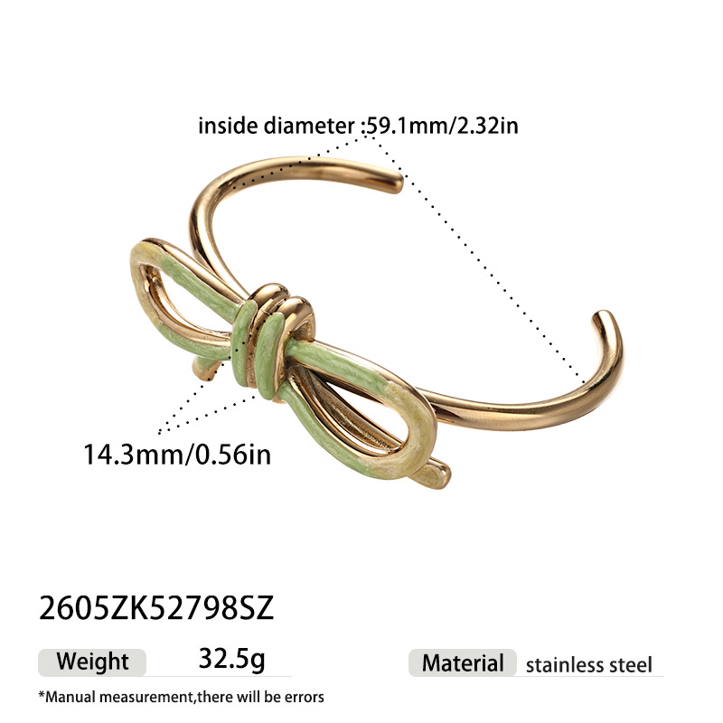 TENA joyas transfronterizas de acero inoxidable verde goteo de aceite pulsera de arco pulsera de alto nivel de sensación de apertura pulsera al por mayor image 7