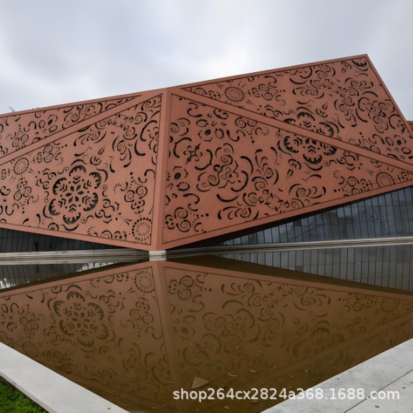 耐候钢板门口表面促锈雕刻图案字体艺术字镂空大型景观墙