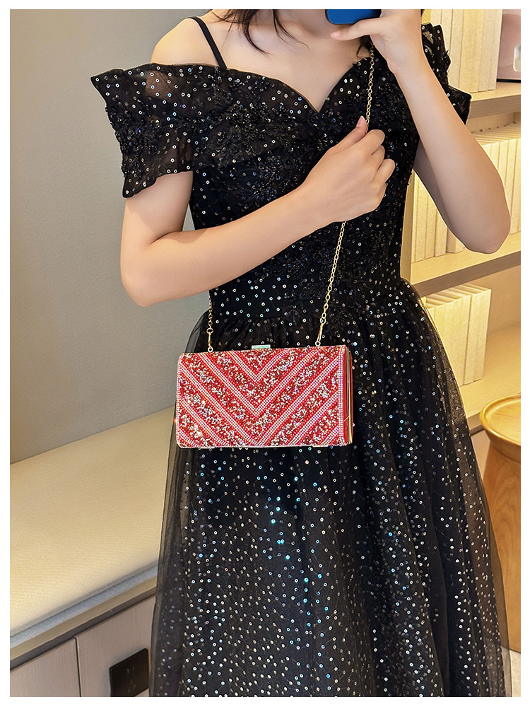 2025 Cross-border new dinner bag, European and American women's handbag, diamond-encrusted banquet clutch, evening dress bag, women's bag undefined