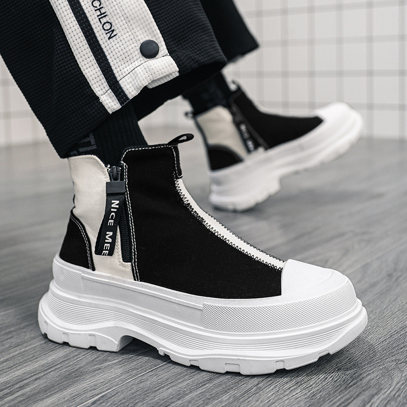 High-top Thick-soled Men's Shoes Autumn Breathable Casual Shoes Men's Fashion Trendy Canvas Trendy Shoes New Zipper Heightening Shoes High-top Thick-soled Men's Shoes Autumn Breathable Casual Shoes Men's Fashion Trendy Canvas Trendy Shoes New Zipper Heightening Shoes
