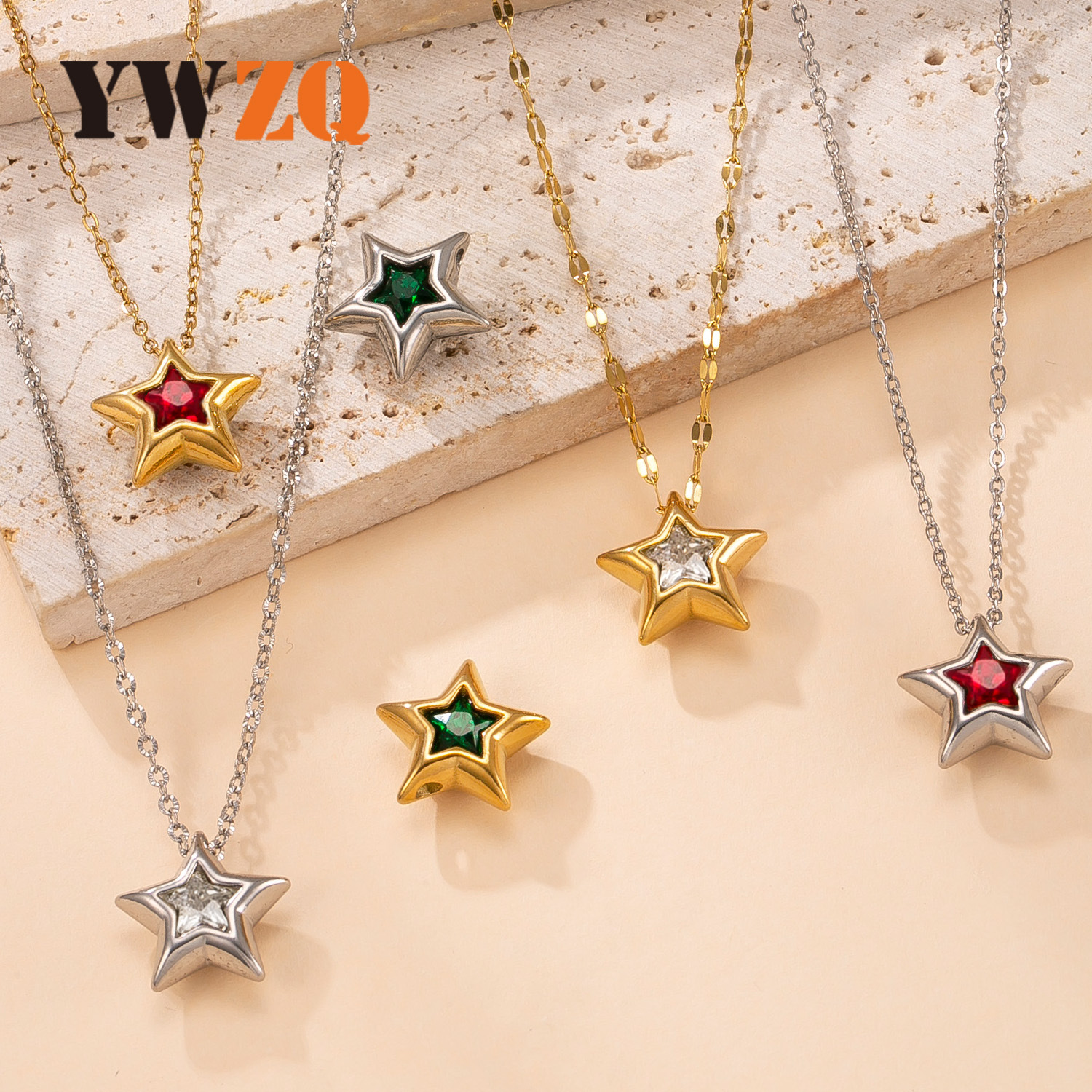 Un colgante europeo y americano explosión fundición de geometría estrella de zircon collar accesorios colgante diy fabricantes de joyas de acero inoxidable