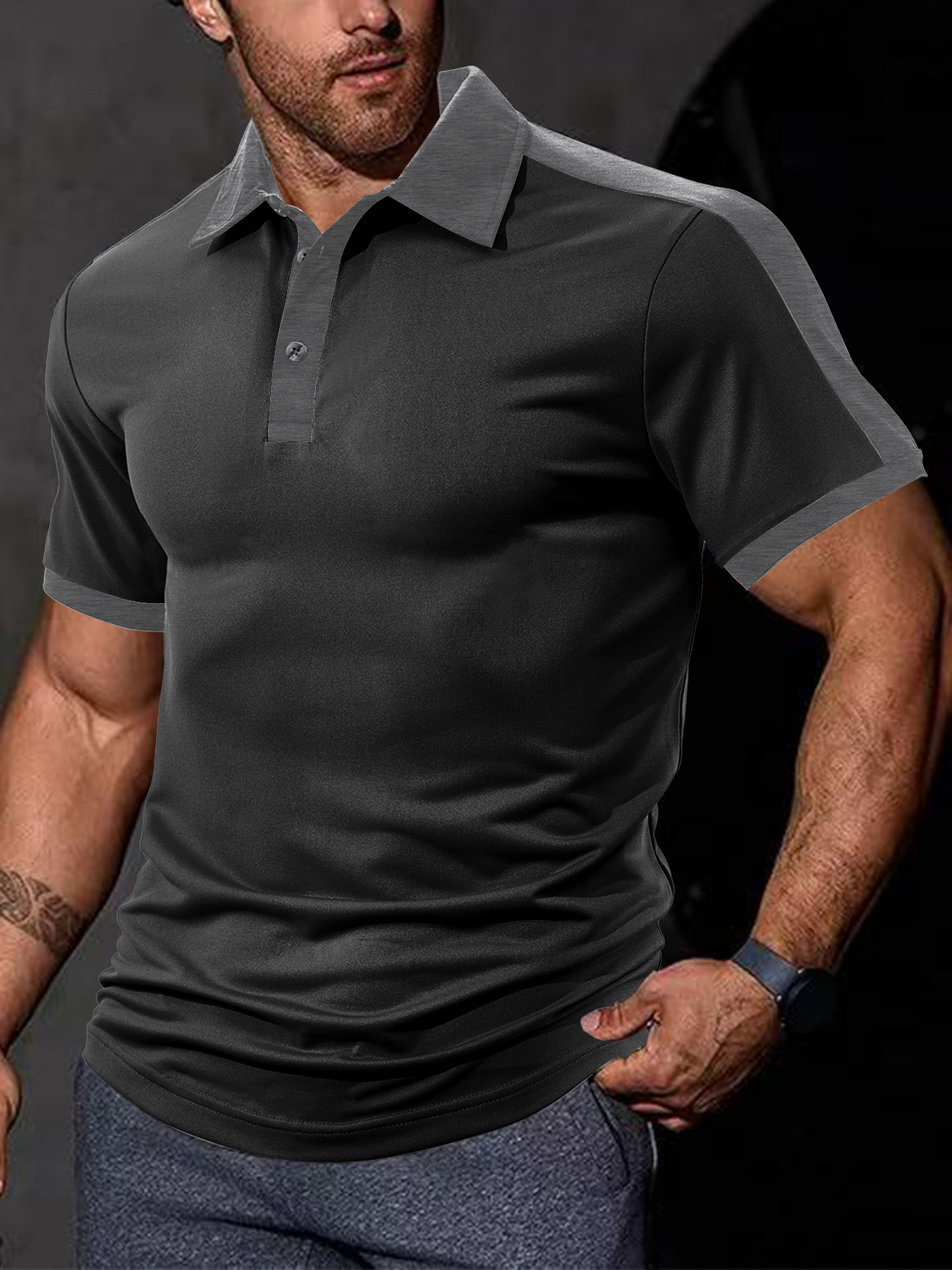 Europa y los Estados Unidos transfronterizos Amazon verano casual suelto color de algodón de perla pequeño twill hombre de manga corta con solapa polo