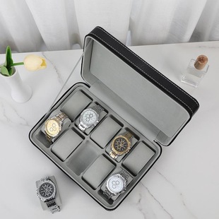 Watch box large capacity high-end pu leather a generation of hair zipper watch storage box senior sense of many wholesale