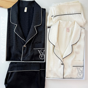 Summer New Imitation Silk Couple Pajamas High-end Thin Ice Silk Women's Short-sleeved Trousers Home Clothes Men's Light Luxury