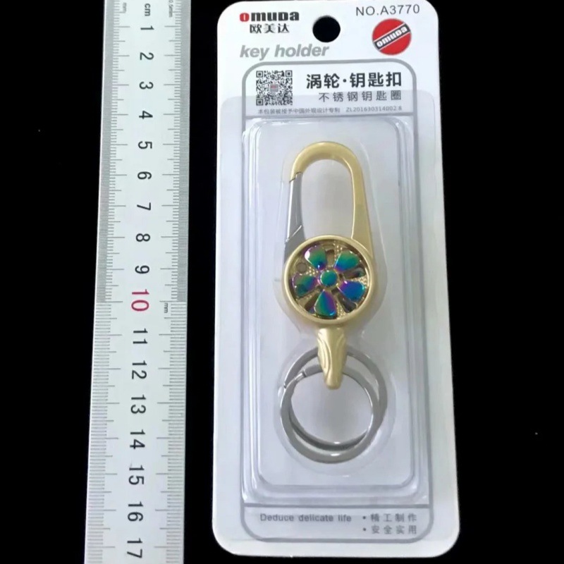 52-1 OMEDA tarjeta de succión llavero llavero de acero inoxidable llavero creativo llavero de estilo de resorte de almacenes
