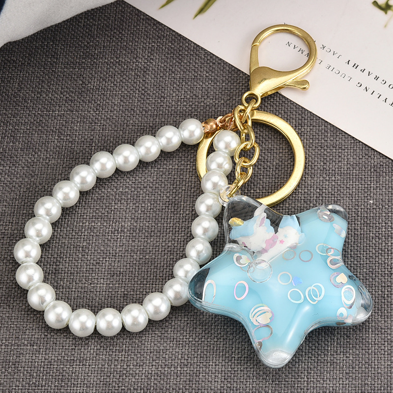 Acrylic Floating Liquid Milk Five-pointed Star Keychain Wholesale Nihaojewelry display picture 9