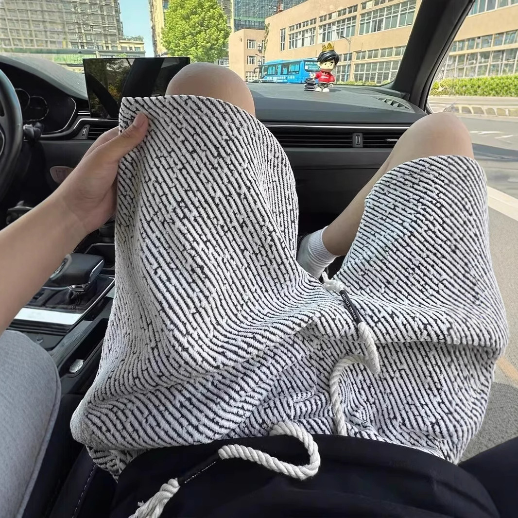 Zebra Print Men's Summer Shorts Trendy Large Size Loose Straight Mid-Length Casual Shorts