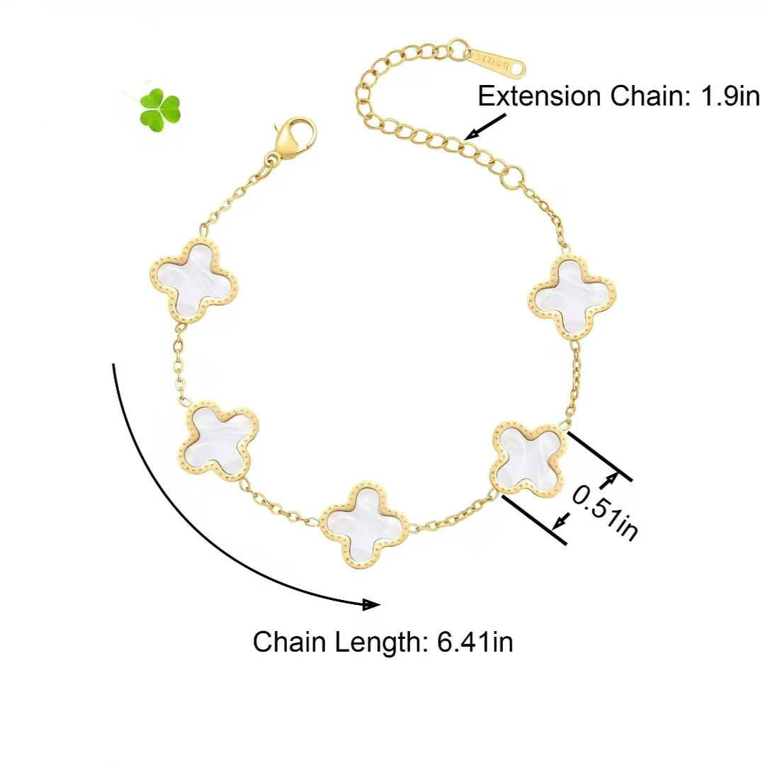 (cross-border trading), trend bracelet stainless steel, amazon, four-leaf clover, 750 sample gold