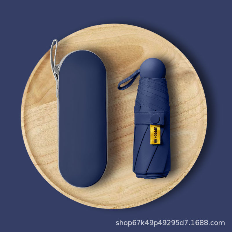 Paraguas portátil Mini paraguas pequeño de cinco veces estudiante cápsula paraguas soleado y lluvioso de doble uso Protección Solar Femenina sombrilla