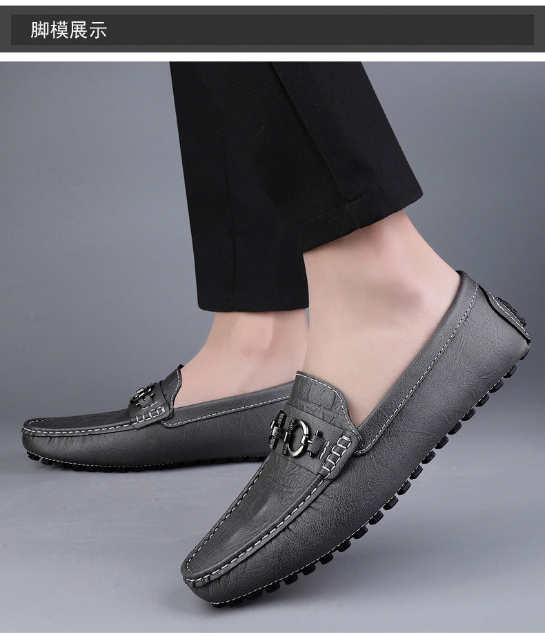 Giày lười nam da bò họa tiết vân cá sấu, đế bệt, cổ thấp, form rộng — 8080 màu xanh lam, 8080 màu đen, 8335 Màu nâu, 8335 màu đen chi tiết 27